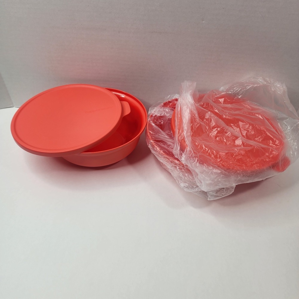 Set Of 2 Tupperware Modular Bowl 4 1/2 Cup (1L) Pink Coral 8703A-4 New W Lids